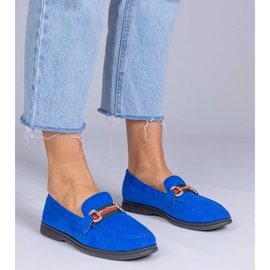 Mocasines azules de Ekozamsz con una decoración dorada 1 Mocasines azules de Ekozamsz con una decoración dorada 1