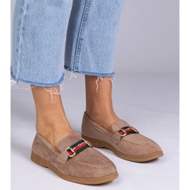 Mocasines marrones de Ekozamsz con una decoración dorada marrón 2