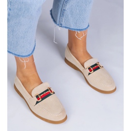 Mocasines beige de Ekozamsz con una decoración dorada 1