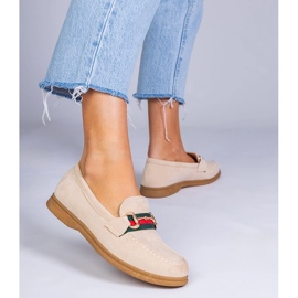 Mocasines beige de Ekozamsz con una decoración dorada 2