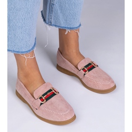 Mocasines rosados ​​de Ekozamsz con una decoración dorada 1