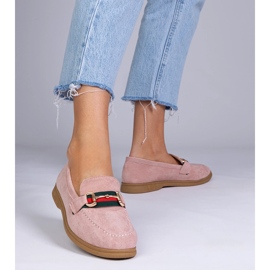 Mocasines rosados ​​de Ekozamsz con una decoración dorada 2