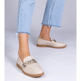 Mocasines beige eco -leather con circones 2