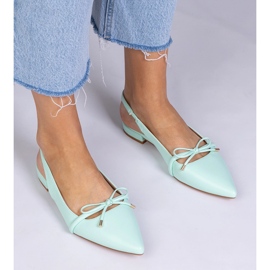 Tacones planos de menta con arco verde 1