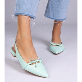 Tacones planos de menta con arco verde 3