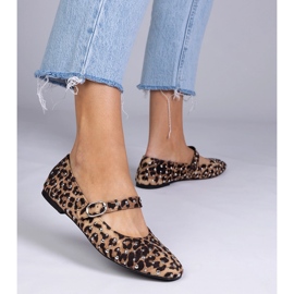 Ballerinas de leopardo con tachuelas y hebillas marrón 1 Ballerinas de leopardo con tachuelas y hebillas marrón 1