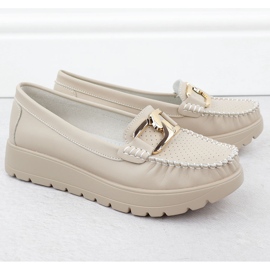 Mocasines de cuero en un beige beige grueso Filippo 6827 2