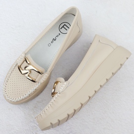 Mocasines de cuero en un beige beige grueso Filippo 6827 3