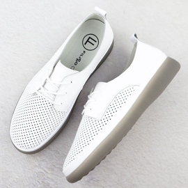 Zapatos de cuero para mujeres encaje a puertas abiertas -UP White Filippo 6788 blanco 3