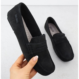 Mocasines de cuero para mujeres Black Big Star RR274948 negro 1