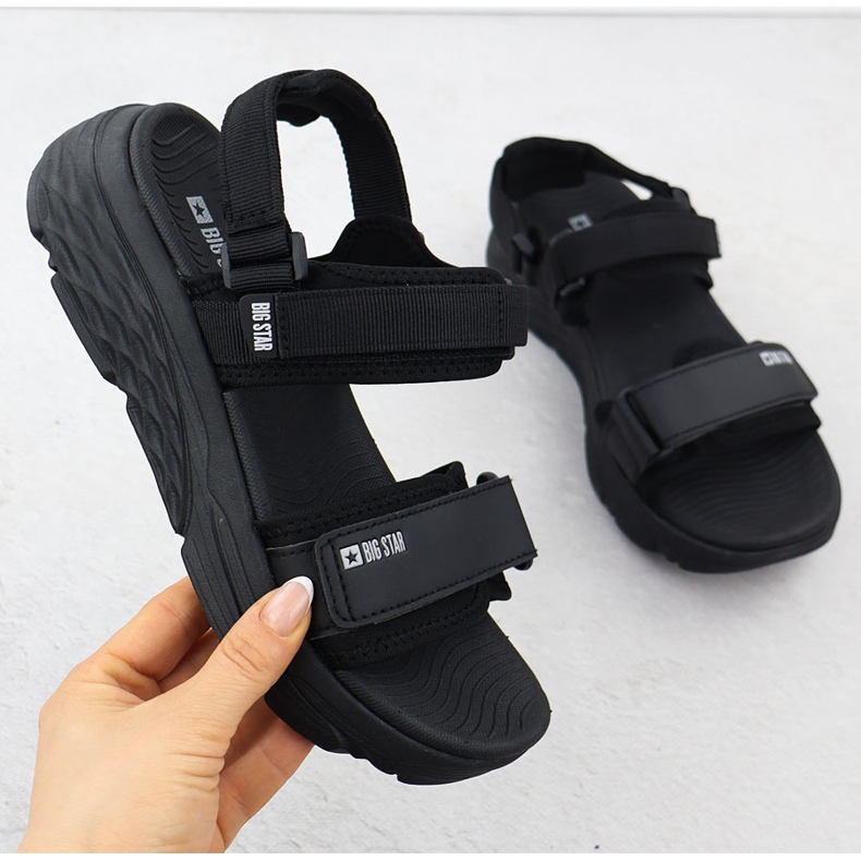 Sandalias deportivas de velcro de mujeres Big Star RR274A076 negro 1