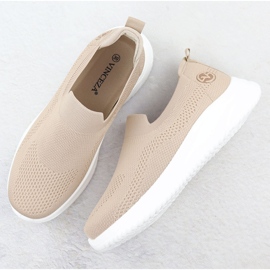 Vinceza Zapatos deportivos femeninos resbalados beige vincza 17367 3