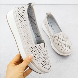 Zapatos de cuero Openwork en la plataforma Beige Filippo 4555 1