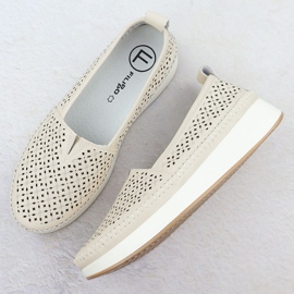 Zapatos de cuero Openwork en la plataforma Beige Filippo 4555 2