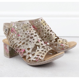 Sandalias femeninas construidas Openwork Rieker 64780-90 multicolor 2