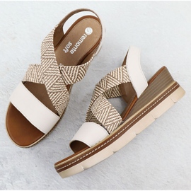 Sandalias de cuero con elásticos resbalados en un beige remonte D2L54-60 3