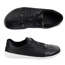 Olivier Zapatos de cuero minimalista de hombres descalzos 0742WK negro presionado 7