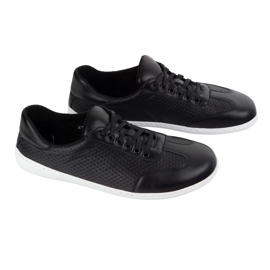 Olivier Zapatos de cuero minimalista de hombres descalzos 0742WK negro presionado 2