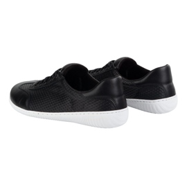 Olivier Zapatos de cuero minimalista de hombres descalzos 0742WK negro presionado 4