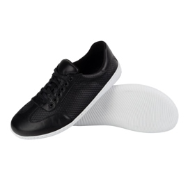 Olivier Zapatos de cuero minimalista de hombres descalzos 0742WK negro presionado 5