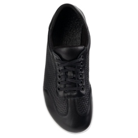Olivier Zapatos de cuero minimalista de hombres descalzos 0742WK negro presionado 6