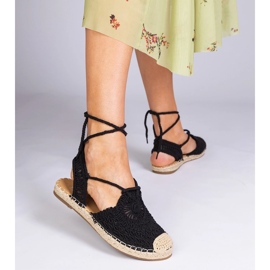 Sandalias de alpargrilles con cañón negro plano 2