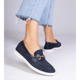 Mocasines azul marino de ekozamsz con circones 1