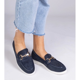 Mocasines azul marino de ekozamsz con circones 2