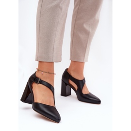 Bombas de cuero en el pilar con Vinceza 91133 Clamp negra negro 2