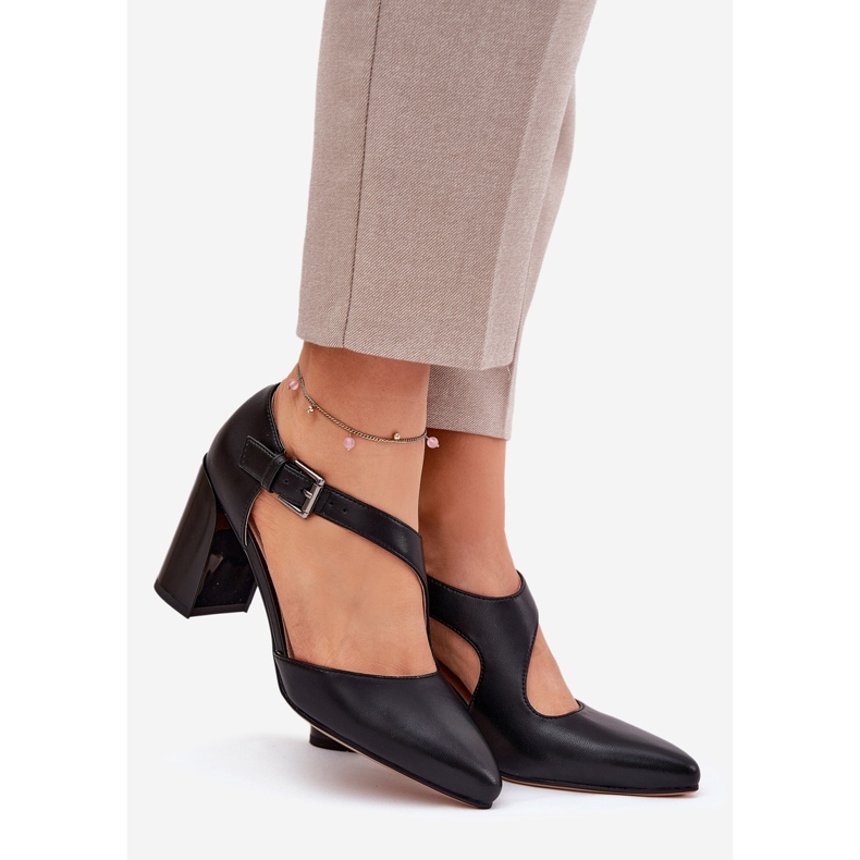 Bombas de cuero en el pilar con Vinceza 91133 Clamp negra negro 1