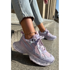Zapatillas de deporte de cuero para mujeres Goe RR2N4081 Purple violeta 5