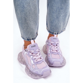 Zapatillas de deporte de cuero para mujeres Goe RR2N4081 Purple violeta 8