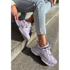 Zapatillas de deporte de cuero para mujeres Goe RR2N4081 Purple violeta 4