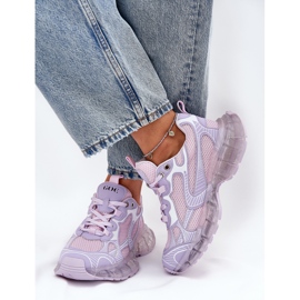 Zapatillas de deporte de cuero para mujeres Goe RR2N4081 Purple violeta 1