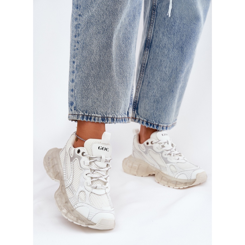 Zapatillas de deporte de cuero femenino Goe RR2N4083 beige 2