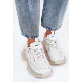 Zapatillas de deporte de cuero femenino Goe RR2N4083 beige 5