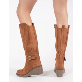 Botas cuña ante marrón 3
