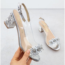 Sandalias de mujer transparentes en un puesto con circones de circonitos Silver S.Barski MR51-725 plata 1