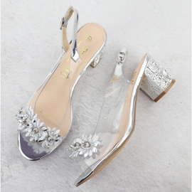 Sandalias de mujer transparentes en un puesto con circones de circonitos Silver S.Barski MR51-725 plata 3