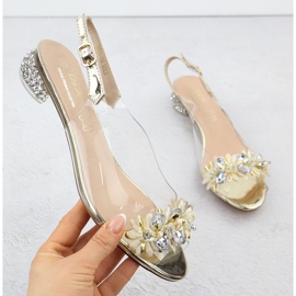 S.Barski Tacones altos de mujeres transparentes con Zircons de Złote S. Barski dorado 1