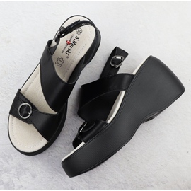 S.Barski Sandalias de cuña de cuero Black S. Barski LR51-540 negro 3