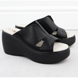 S.Barski Godas de cuero para mujeres en las cuñas negras S. Barski LR51-541 negro 2