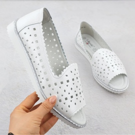 S.Barski Zapatos de cuero para mujeres Toe Openwork White Pearl S. Barski LR51-922 blanco 1 S.Barski Zapatos de cuero para mujeres Toe Openwork White Pearl S. Barski LR51-922 blanco 1