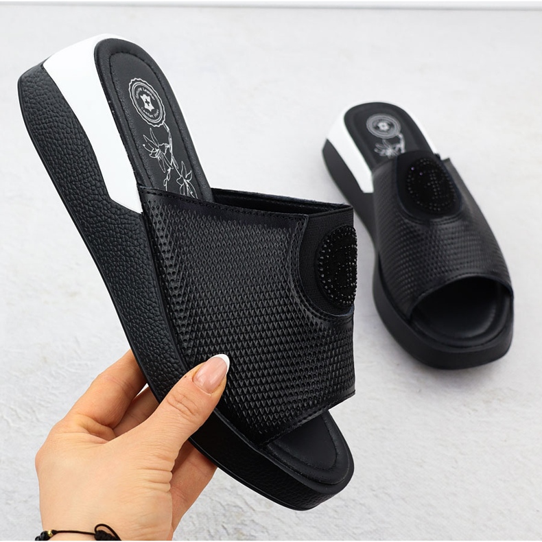 Zapatillas de cuero para mujeres cómodos jezzi negro 8479 1