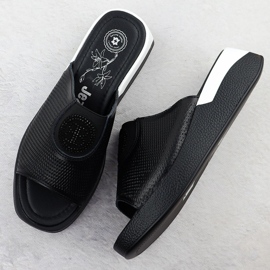 Zapatillas de cuero para mujeres cómodos jezzi negro 8479 3