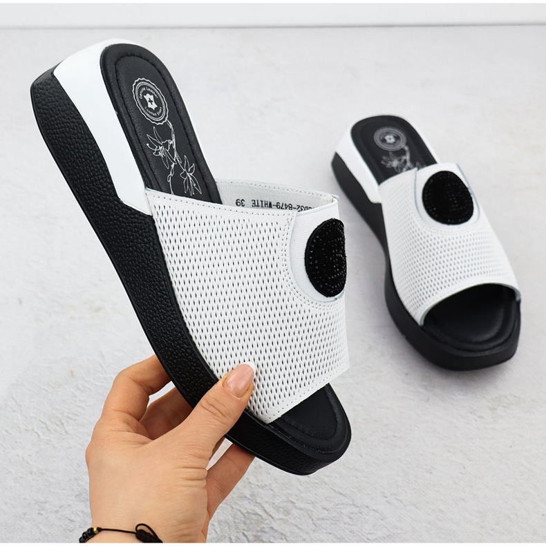 Flip de cuero para mujeres Flip cómodos Jezzi White 8479 blanco 1