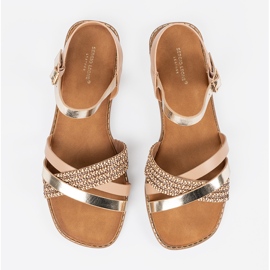Sandalias de mujeres doradas en una suela plana Sergio Leone dorado 2