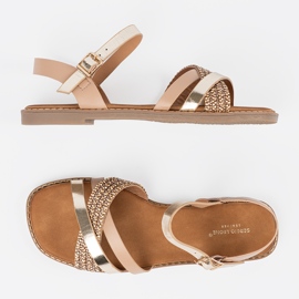 Sandalias de mujeres doradas en una suela plana Sergio Leone dorado 3
