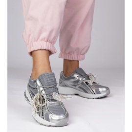 Zapatillas plateadas con decoraciones desmontables plata 2