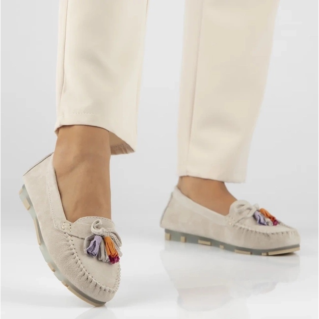 Filippo DP6136/25 ser mocasines de cuero beige 2